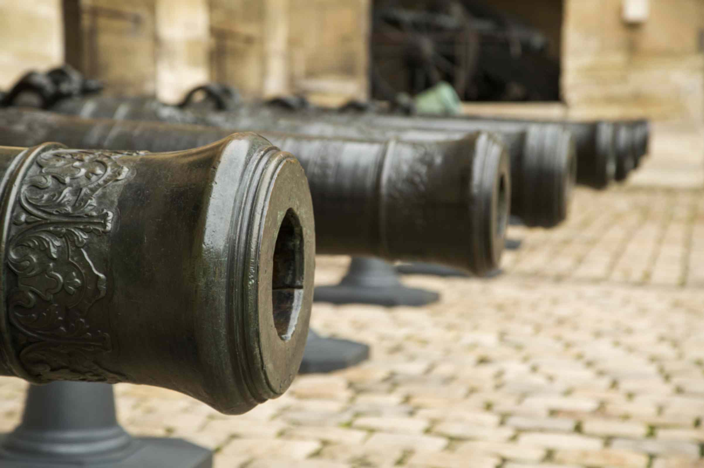 Close-Up View of Antique Cannon Barrels
