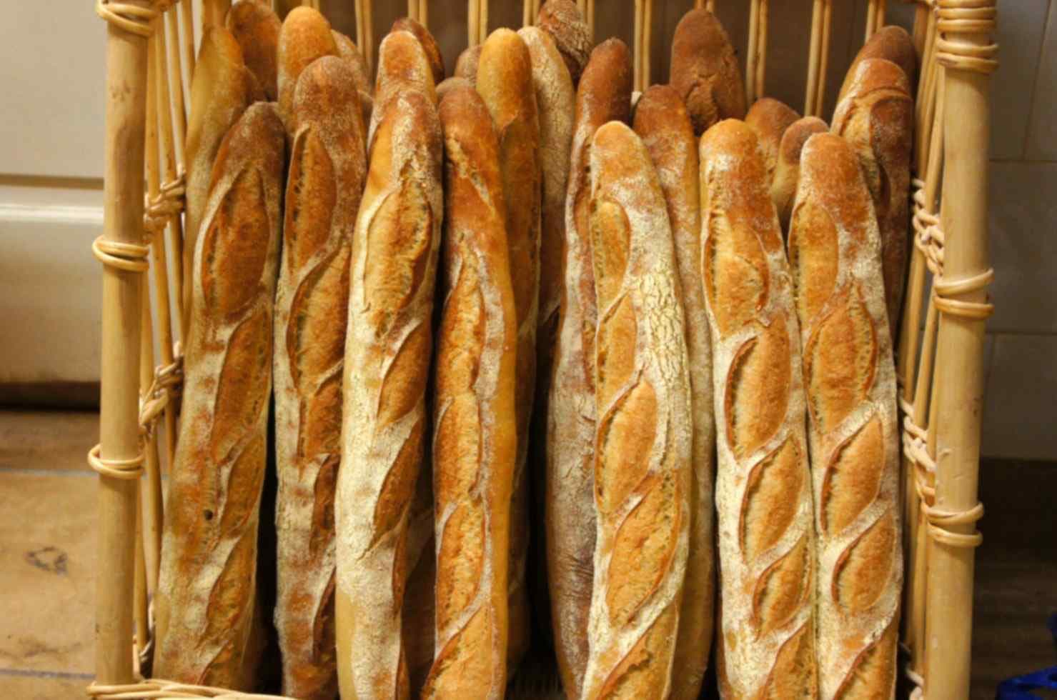 Fresh Parisian Baguettes in Basket